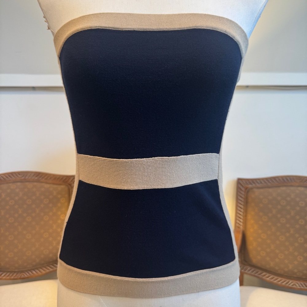 Cache Knit Strapless Top, Y2k Colorblock Tube Top… - image 1